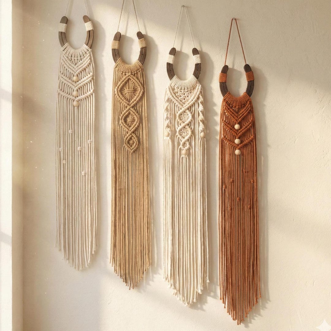 Boho Macrame Horseshoe Wall Hanging for Western Rustic Decor U39 - Etsy