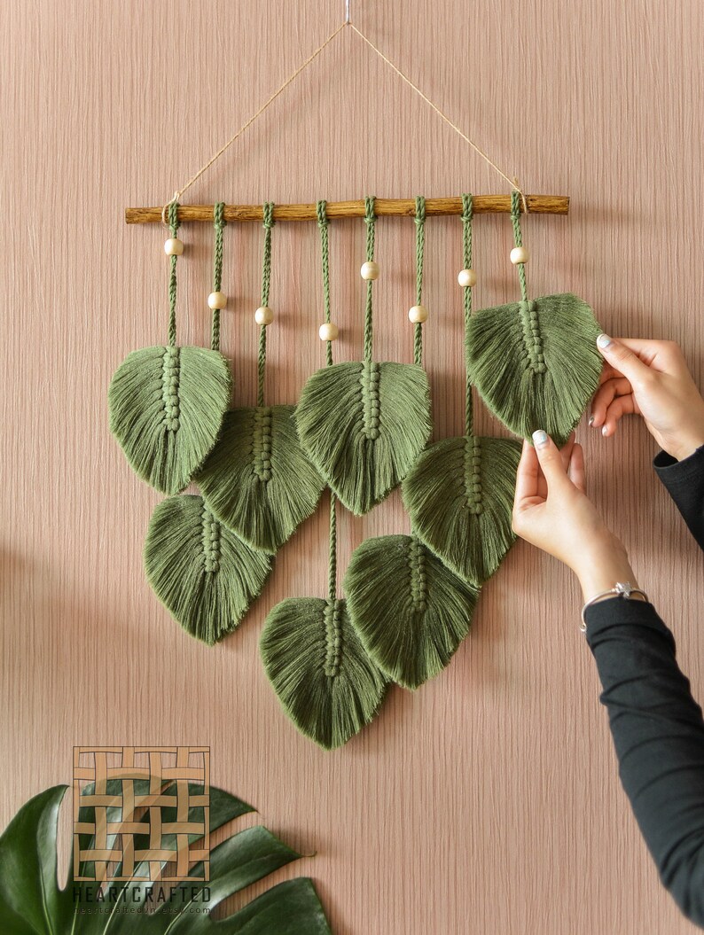 Macrame Leaf Wall Hanging Macrame Wall Hanging Green Wall Etsy Australia