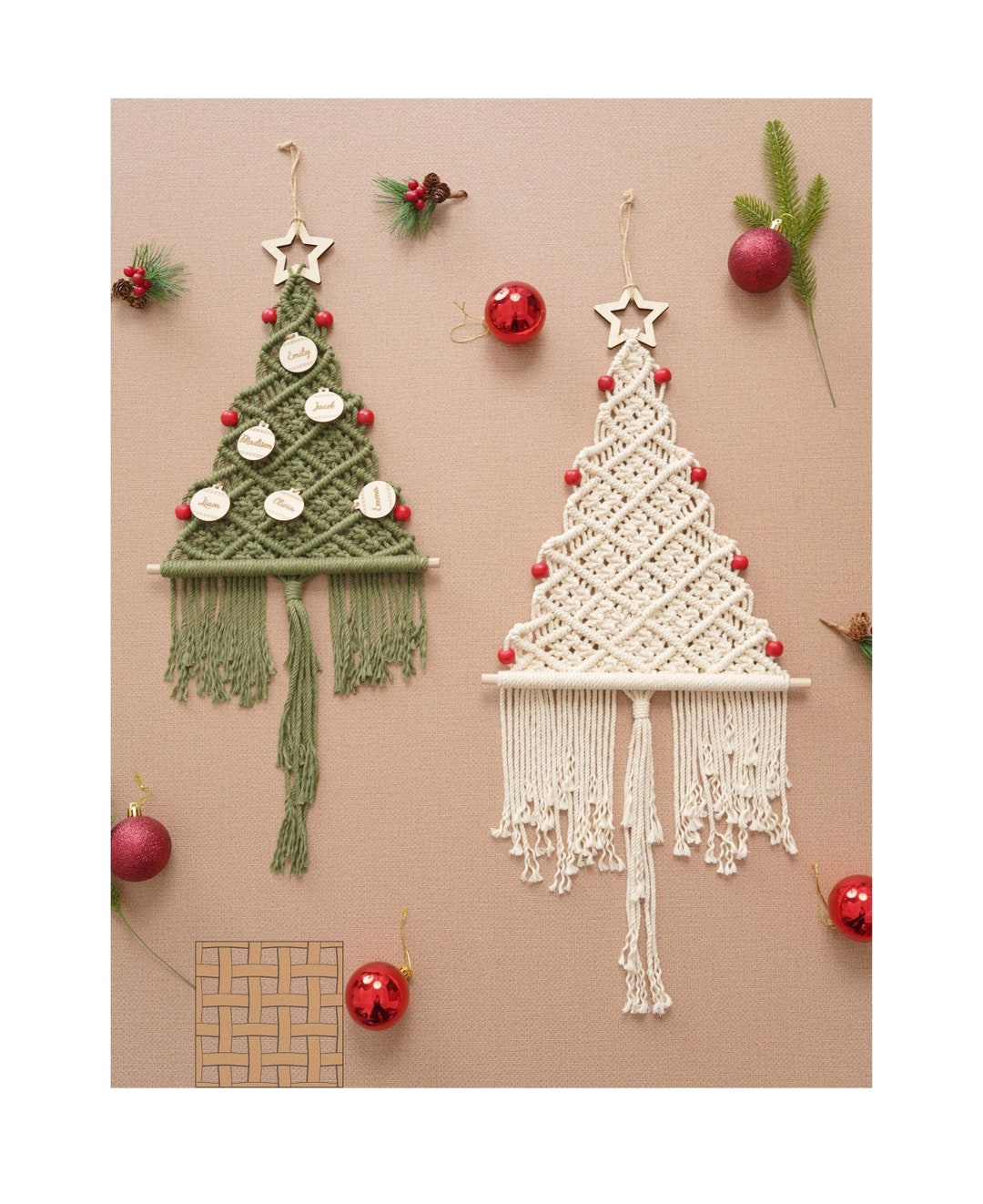 Xmas Tree Wall Decor, Modern Macrame, Trendy Holiday Decor, Boho Wall