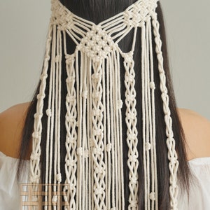 Macrame Velo, Velo doccia da sposa, Copricapo da sposa, Velo da sposa lungo, Velo da sposa rustico, Accessori da sposa, Matrimonio Boho H54 immagine 10
