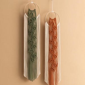 Modern Macrame Vine Leaf Wall Hanging for Handmade Boho Decor V88