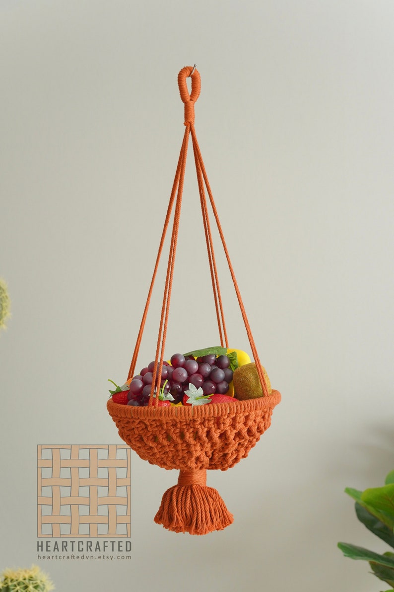 Macrame Fruit Basket, Wall Storage, Teacher Gifts, Fruit Hanging Bag, Basket Wall Decor, Vegetable Hammocks, Onion Storage, Mommy Gift H50 image 3