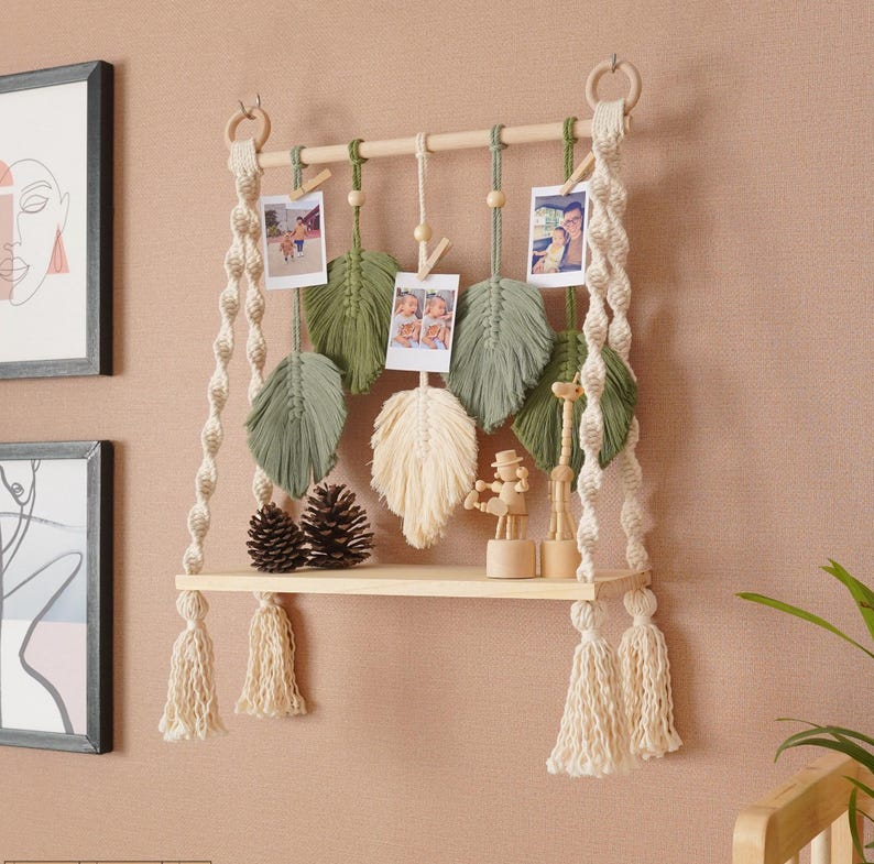 Hanging Shelf, Boho Floating Shelf, Modern Macrame, Boho Nursery Decor