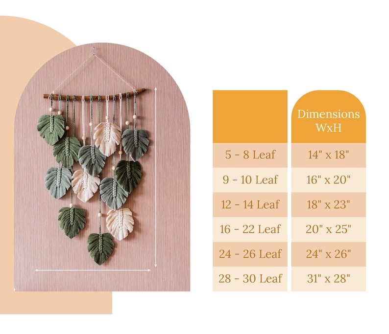 Macrame Leaf Wall Hanging, Macrame Wall Hanging, Green Wall Art, Boho Home Decor, Handmade Gifts, Farmhouse Decor, Mid-Century Modern L47 image 3