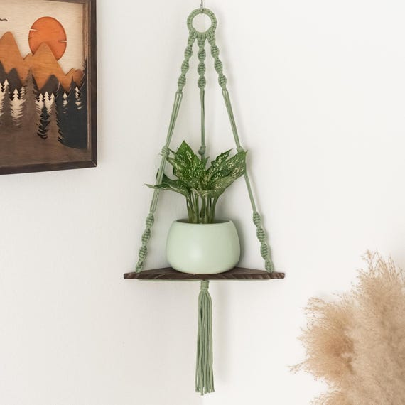 Hanging Shelf Decor, Wall Storage Shelf, Macrame Wall Shelf, Boho Wall Hanging, Macrame Wall Decor, Floating Shelf, Farmhoise Decor S27