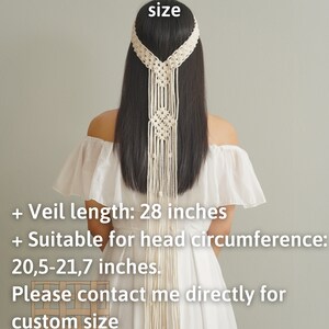 Macrame Velo, Velo doccia da sposa, Copricapo da sposa, Velo da sposa lungo, Velo da sposa rustico, Accessori da sposa, Matrimonio Boho H54 immagine 3