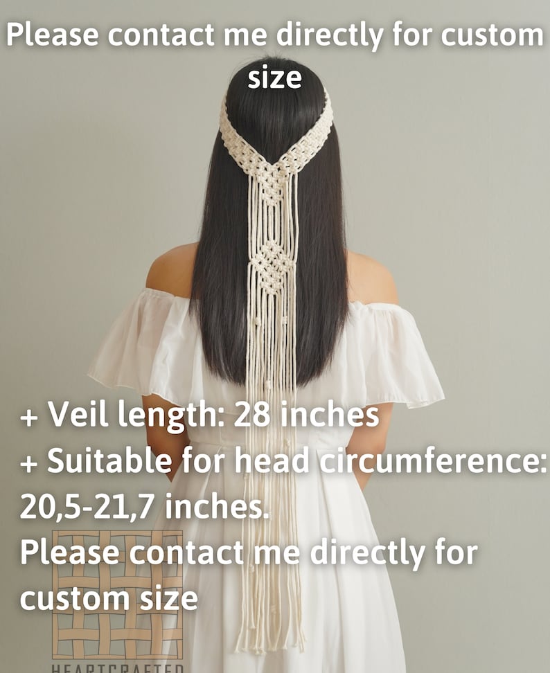 Macrame Velo, Velo doccia da sposa, Copricapo da sposa, Velo da sposa lungo, Velo da sposa rustico, Accessori da sposa, Matrimonio Boho H54 immagine 3