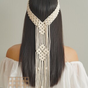 Macrame Velo, Velo doccia da sposa, Copricapo da sposa, Velo da sposa lungo, Velo da sposa rustico, Accessori da sposa, Matrimonio Boho H54 immagine 8