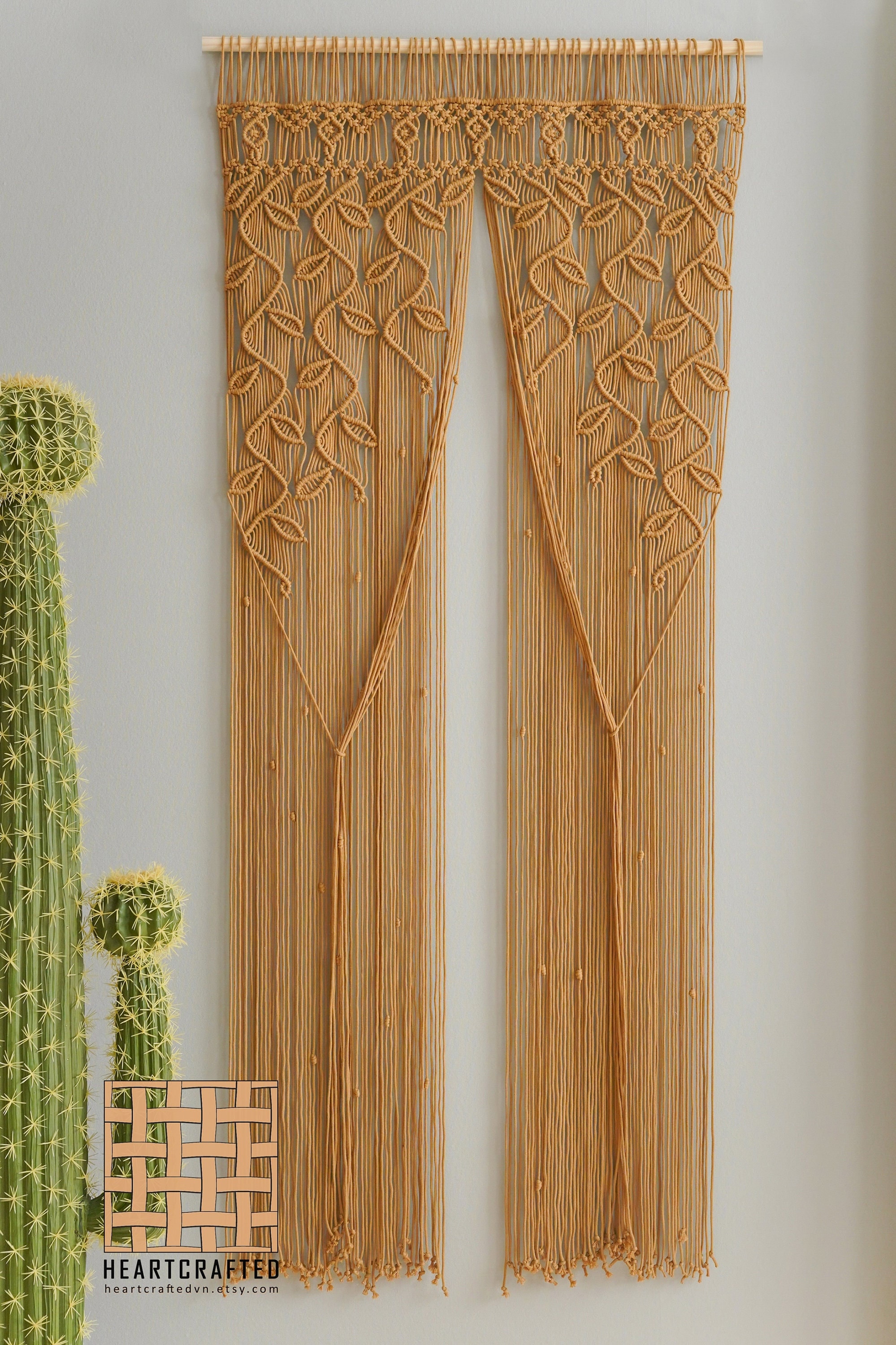 Bohemian Vorhang-Raffhalter – Handgewebt, Aus Baumwollseil, 2 Stück, Braun, Für Bauernhaus- Oder Boho-Deko