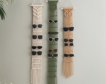 Soporte de macramé bohemio para gafas de sol, colgante de pared / Organizador minimalista para gafas I97