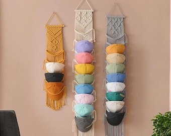 Baseball Hat Rack, Macrame Hat Hanger, Gift For Him, Hat Rack Macrame, Hat Holder, Baseball Cap Holder, Fathers Day Gift, Hat Storage H78