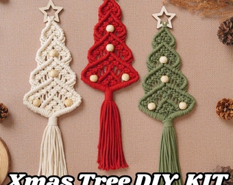 Christmas Tree Kit, Macrame Christmas, Christmas DIY Kit, Diy Wall Decor, Macrame Xmas, Holiday Gift, Macrame Diy Kit, Gift For Girls K54