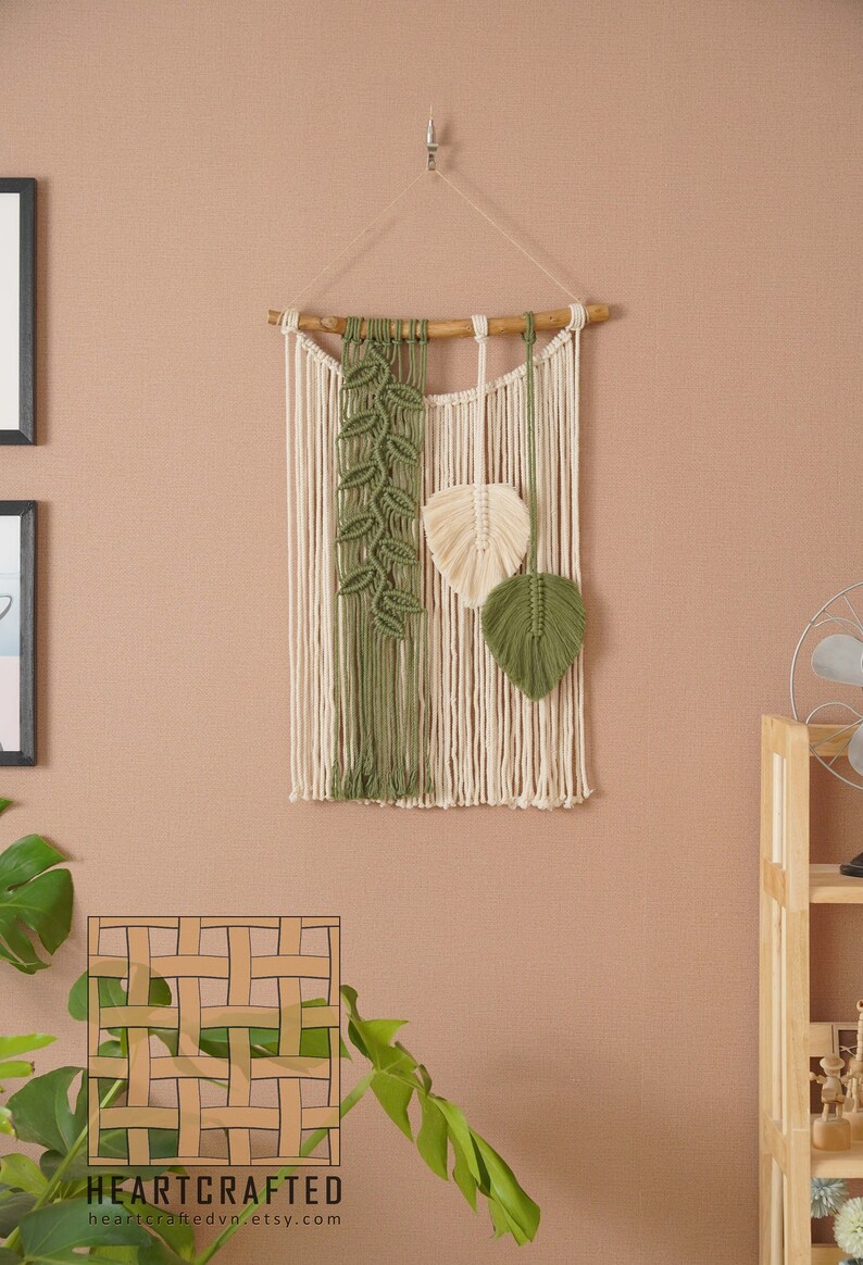Macrame Leaf Wall Hanging Headboard Décor Housewarming Gift Etsy