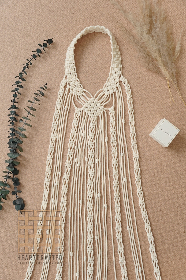 Macrame Velo, Velo doccia da sposa, Copricapo da sposa, Velo da sposa lungo, Velo da sposa rustico, Accessori da sposa, Matrimonio Boho H54 immagine 6