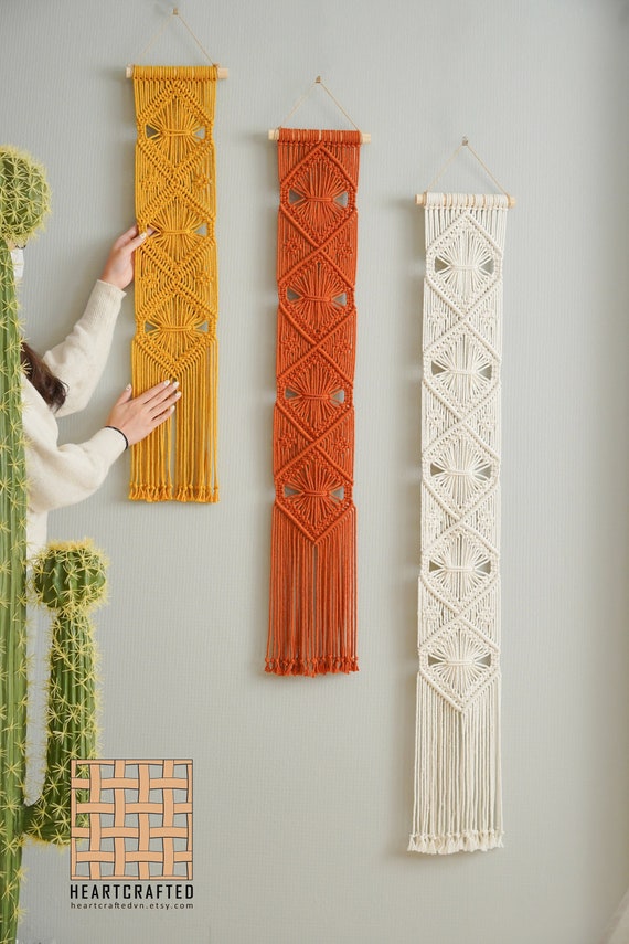 Boho Wall Hanging, Woven Tapestry, Macrame Wall Decor, New Home Gift, Geometric Art, Coquette Room Decor, Macrame Wall Art  W05