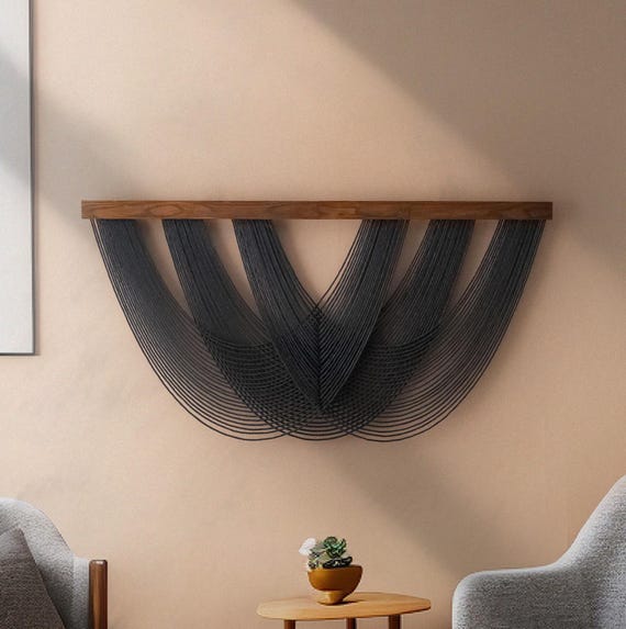 Macrame Wall Hanging, Trendy Wall Art, Scandinavian Home Decor, Fiber Wall Hanging, New Home Gift, Mid-Century Modern, Living Room Art V28