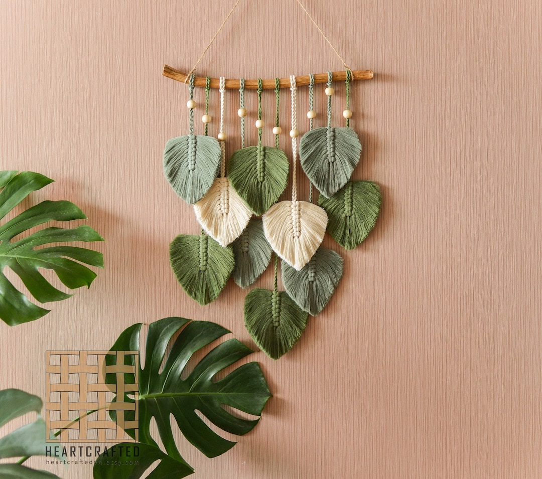 Macrame Leaf Wall Hanging Macrame Wall Hanging Green Wall Etsy