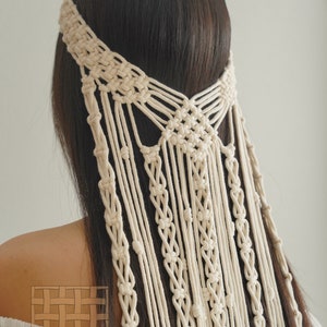 Macrame Velo, Velo doccia da sposa, Copricapo da sposa, Velo da sposa lungo, Velo da sposa rustico, Accessori da sposa, Matrimonio Boho H54 immagine 7
