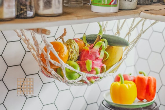 Macrame Fruit Hammock Under Cabinet, Hanging Fruit Basket, Banana Hammock, Kitchen Storage, Produce Hammock, Mothers Day Gift H06