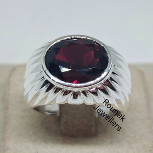 Natural Garnet Ring, Statement Ring, 925 Sterling Silver, Red Garnet Ring, Handmade Ring, Oval Garnet Ring, Solitaire Ring, Gift for Her.