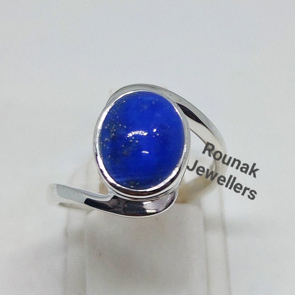 Genuine Lapis Lazuli Ring, Lapis Lazuli Silver Ring, Stacking Ring, 925 Sterling Silver Ring, Lapis Ring, Statement Ring, Promise Ring.