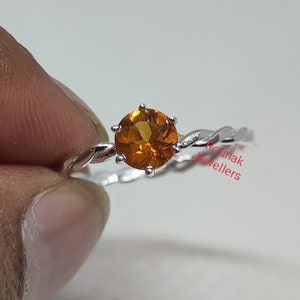 Citrine Twist Ring: Natural Gemstone, 925 Sterling Silver
