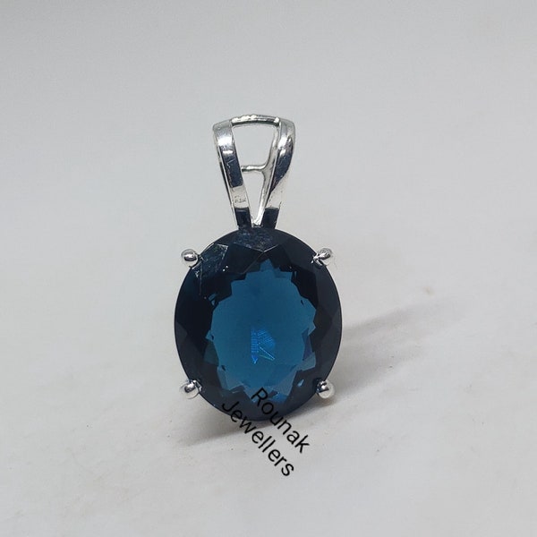 Genuine London Blue Topaz Pendant, Topaz Birthstone Pendant, London Topaz Pendent, 925 Sterling Silver, Oval Topaz Pendent, Birthday Gift.