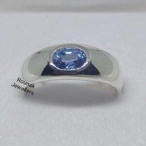Blue Sapphire Ring, Solitaire Ring, 925 Silver Ring, Natural Ceylon Sapphire Ring, 5 x 7 mm Gemstone Band Ring, Birthstone Jewelry.