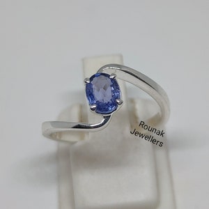 Natural Blue Sapphire Ring: 925 Sterling Silver, Minimalist Stacking Ring