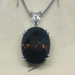 Smoky Quartz Pendant, Oval Quartz Pendant, 925 Silver Jewelry, Brown Gemstone Pendant, Oval cut Smoky Quartz Pendant, Anniversary Gift.