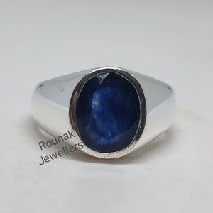 Natural Blue Sapphire Ring, Solitaire Ring,925 Sterling Silver, Blue Sapphire Gemstone Ring, Birthstone Ring, Man Women Ring, Gift for Him.