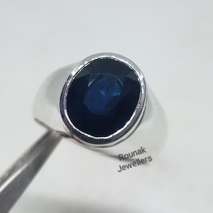 7.95ct Blue Sapphire Men&#39;s Ring, Solitaire Ring, Solid 925 Silver Ring, AAA Quality Blue Sapphire Ring, September Birthstone, Gift For Him.