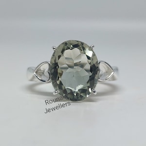 Green Amethyst Ring, Stackable Ring, 925 Silver Ring, Natural Green Amethyst Ring, Oval Prasiolite Ring, Birthstone Ring, Gift for Her.