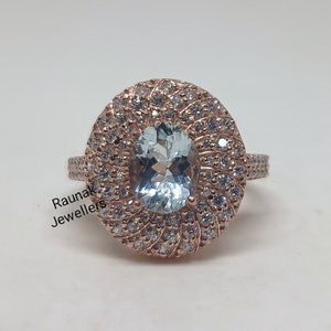 Natural Aquamarine Ring, Engagement Ring, Promise Ring, Rose Gold Jewelry, Minimalist Ring, Aquamarine Birthstone Ring, Women Gift Ring.