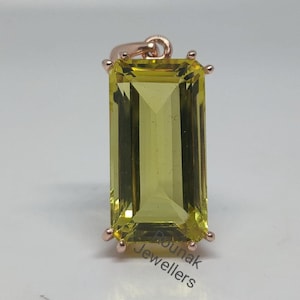 20.45ct Baguetteschliff Lemon Topas Anhänger, Minimalist Anhänger, 925 Silber Anhänger, Natürlicher Topas Anhänger, Rose Gold Anhänger, Weihnachtsgeschenk.