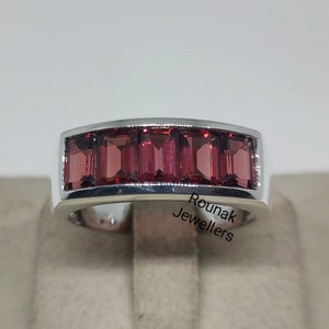 Emerald cut Garnet Ring, Statement Ring, 925 Sterling Silver, January Birthstone Ring, Genuine Garnet Ring, Solitaire Ring, Gift for Ring.