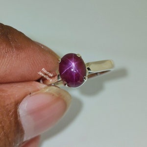 Natural Star Ruby Ring, Dainty Star Ruby Ring, 925 Silver Ring, Promise Ring, Minimalist Ring, Birthday Ring Gift, Woman Ring, Gift for Her