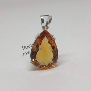 Genuine Citrine Pendant, 925 Sterling Silver, Citrine Handmade Pendant, AAA Quality Yellow Citrine Pendant, Birthstone Gift Jewelry.