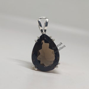 Pear cut Smoky Quartz Pendant, 925 Sterling Silver, Brown Gemstone Pendant, Natural Smoky Quartz Pendant, Handmade Jewelry, Women Gift.