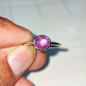 Natural Star Ruby Ring: 925 Sterling Silver Boho Ring