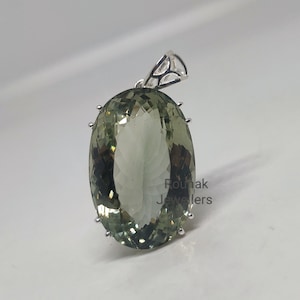 39.95ct Green Amethyst Pendant, Natural Gemstone Pendant, 925 Silver Pendent, February Birthstone, Prasiolite Pendant, Doughtier Gifts.