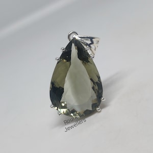 Pear cut Green Amethyst Pendant, Natural Prasiolite Pendant, 925 Silver Pendent, February Birthstone, Big Gemstone Pendant, Gift Jewelry