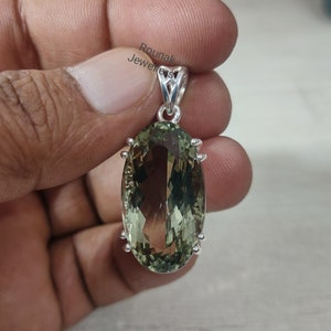 28.30ct Green Amethyst Pendant, Natural Gemstone Pendant,925 Sterling Silver Pendent, February Birthstone, Prasiolite Pendant, Gift Jewelry