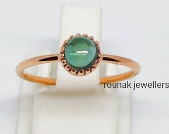 Handmade Green Tourmaline Ring: Rose Gold Plated Sterling Silver