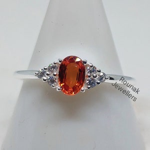Orange Sapphire Ring, Sapphire Engagement Ring, 925 Sterling Silver, Genuine Sapphire Ring, Anniversary Ring, Promise Ring, Ring for All