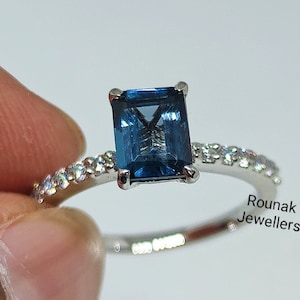 Vintage London Blue Topaz Ring, Engagement Ring, Stacking Ring, 925 Silver Ring, London Blue Topaz Ring, Promise Ring, Woman Gift for Her.
