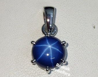 Blue Star Sapphire Pendant: 925 Sterling Silver, 3.10 Carat