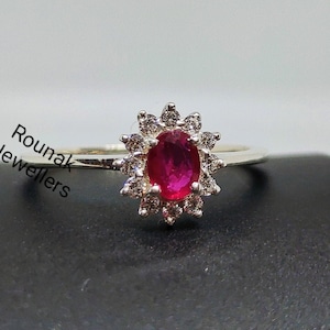Dainty Ruby Ring, Art Deco Jewelry, Natural Ruby Ring, 925 Sterling Silver, CZ Ring, Engagement Ring, July Birthstone Ring, Gift for Her.