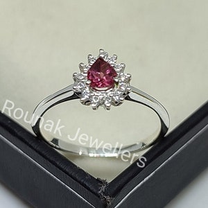 Vintage Pink Tourmaline Ring, Stackable Ring, 925 Sterling Silver, Minimalist Ring, Natural Gemstone Ring, Promise Ring, Ring for Girls.