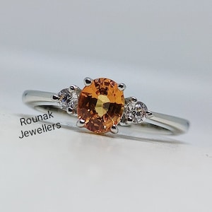 Vintage Orange Sapphire Ring, Promise Ring,925 Sterling Silver, Natural Sapphire Ring, Minimalist Ring, Birthstone Ring, Gift for Women.